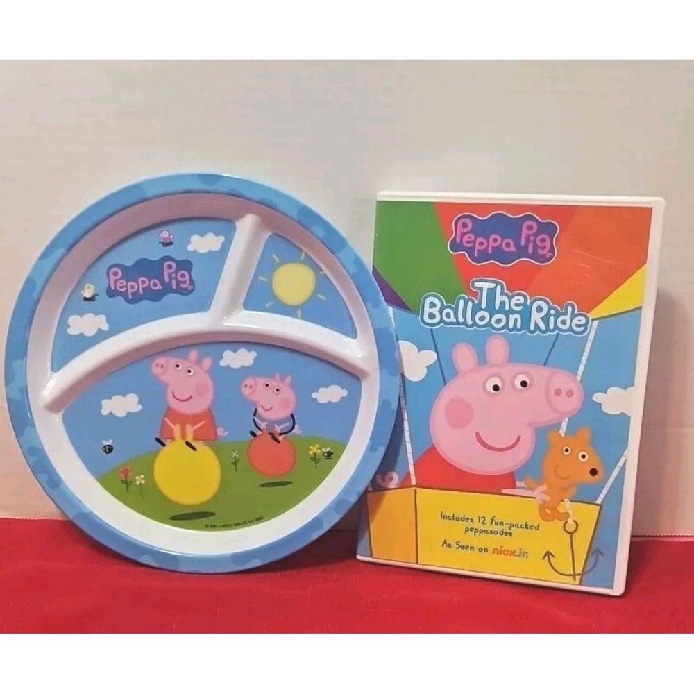 Peppa Pig The Balloon‎ Ride DVD 12 Episodes Includes Peppa Melamine Plate Zaks!